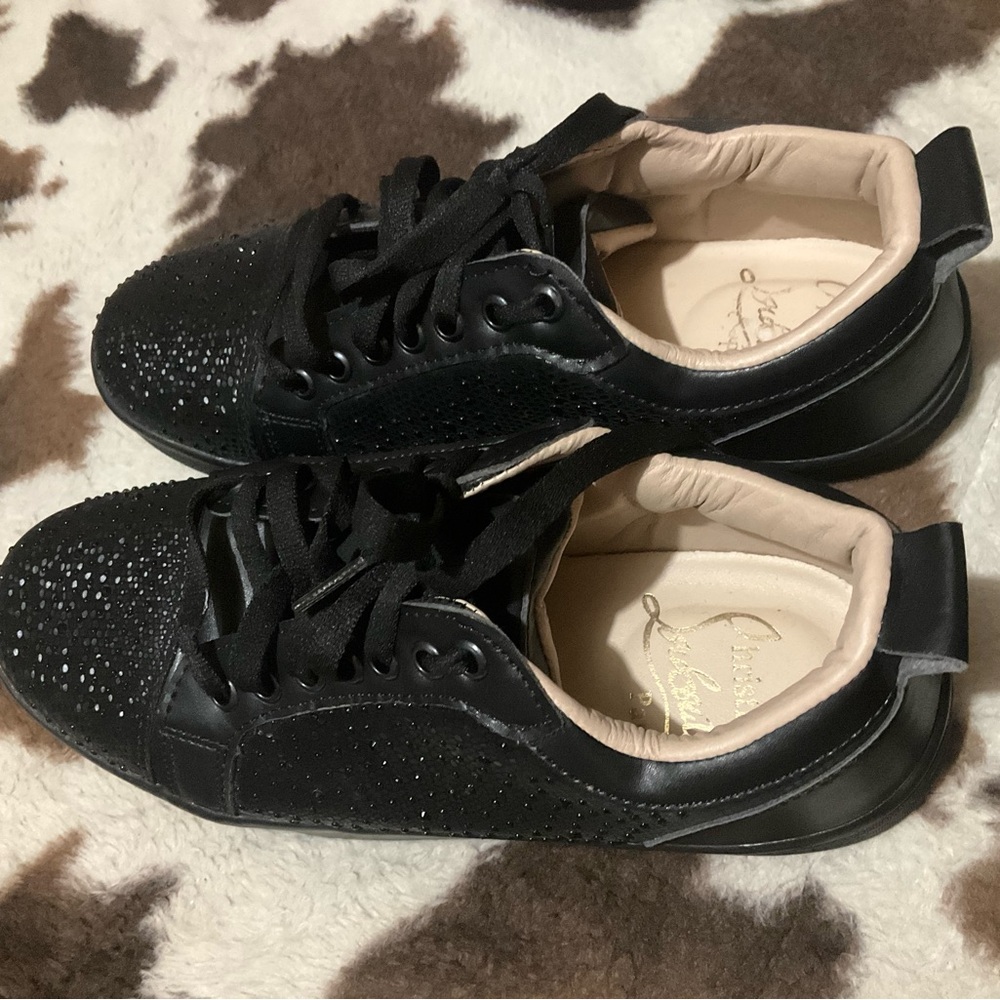 Christian Louboutin Black Sparkly Sneakers